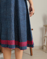 Chaaya Indigo Block Printed Dress With Raglan Sleeves