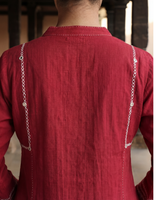Dhwani Red Kalidaar Cotton Kurta With Desert Hand Embroidery