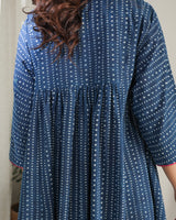 Chaaya Indigo Block Printed Dress With Kimono Sleeves