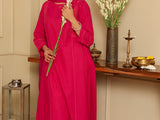 Aashvi Pink Kalidar Mangalgiri Cotton Kurta With Desert Hand Embroidery