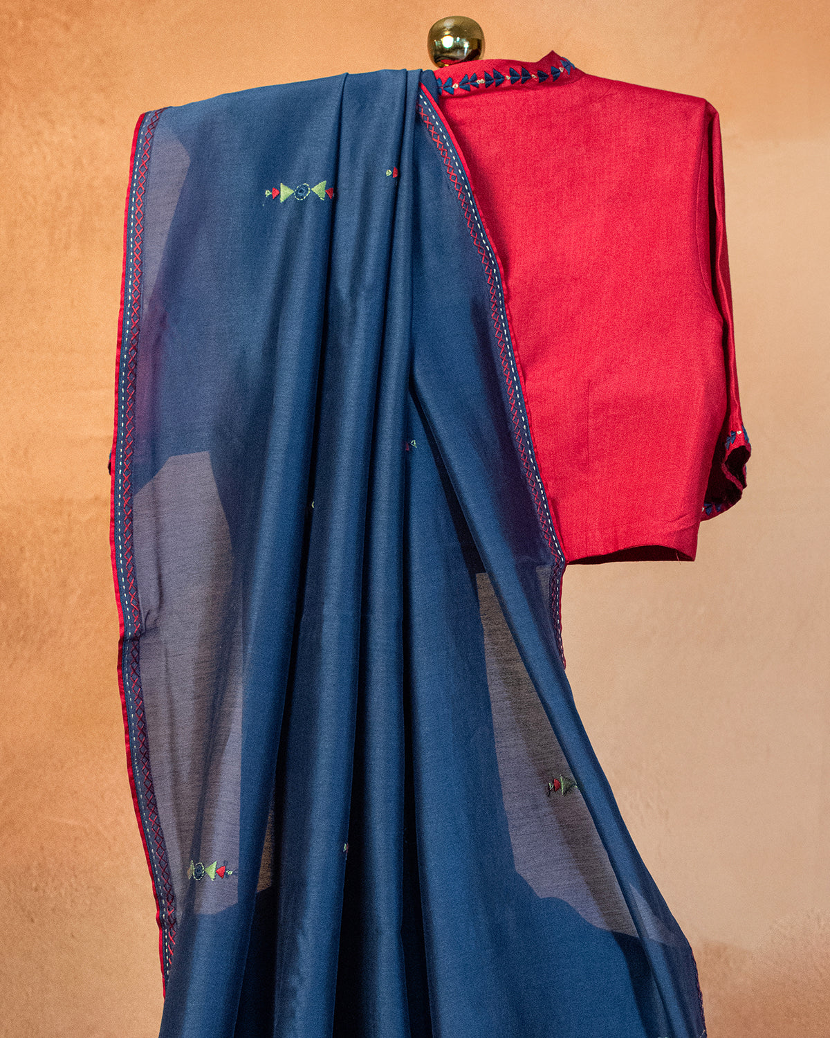 Deep Blue Chanderi Saree with Soof Hand Embroidery
