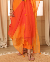 Aashvi Yellow-Orange Kota Dupatta With Desert Hand Embroidery