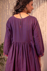 Haveli Applique Purple Hand Embroidered Dress