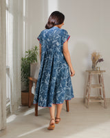 Chaaya Indigo Block Printed Dress With Cap Sleeves