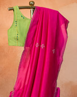 Gulaal Chanderi Saree with Soof Hand Embroidery