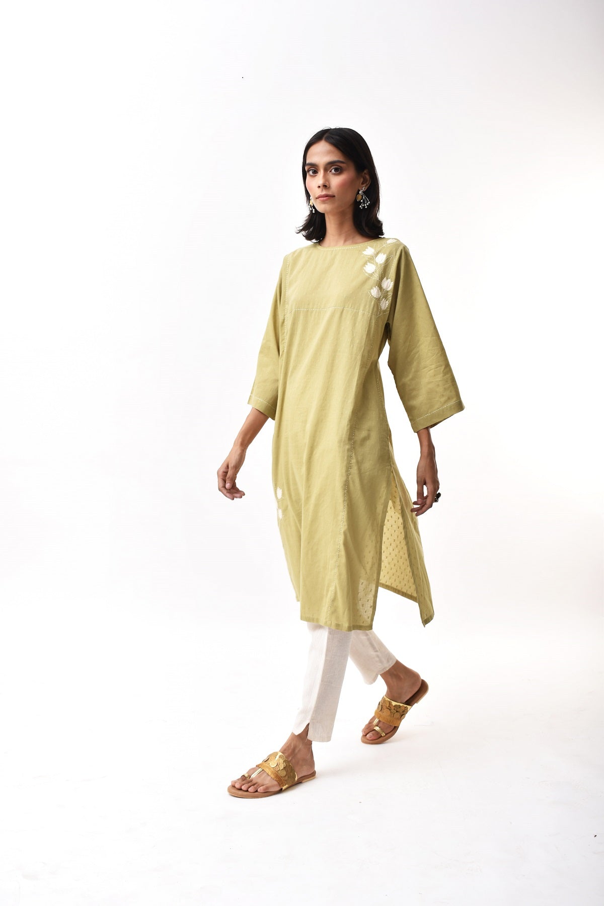 Arrosa Applique Cotton Kurta