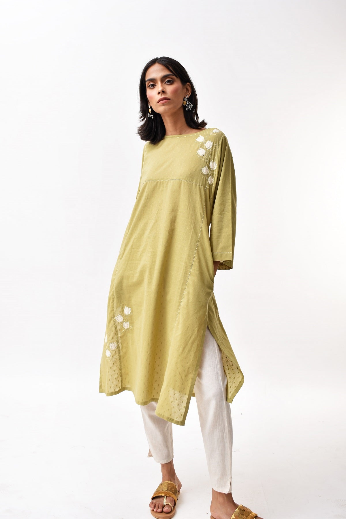 Arrosa Applique Cotton Kurta