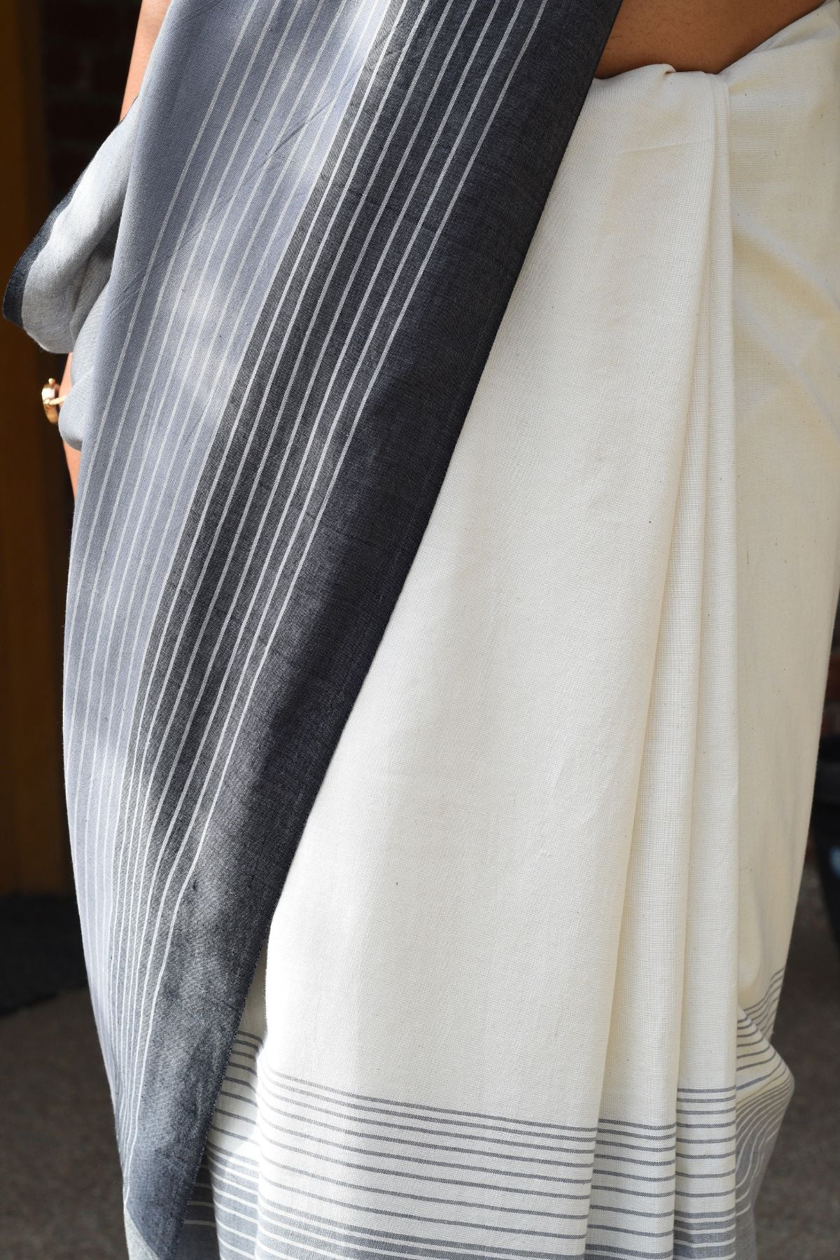 Not Your Boring Black and white Rekha Saree