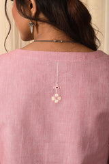 Baori Pink Hand Embroidered Round Neck Kurta