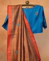 Copper Muga Saree with Soof Hand Embroidery