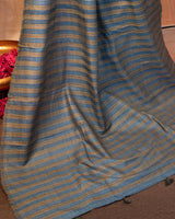 Lajvardi Tussar Saree with Soof Hand Embroidery