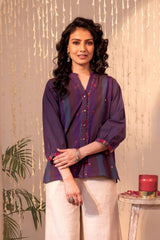 Haveli Applique And Kaanch Purple Hand Embroidered Top