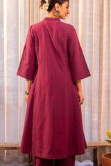 Haveli Soof Violet Hand Embroidered Kalidar Kurta