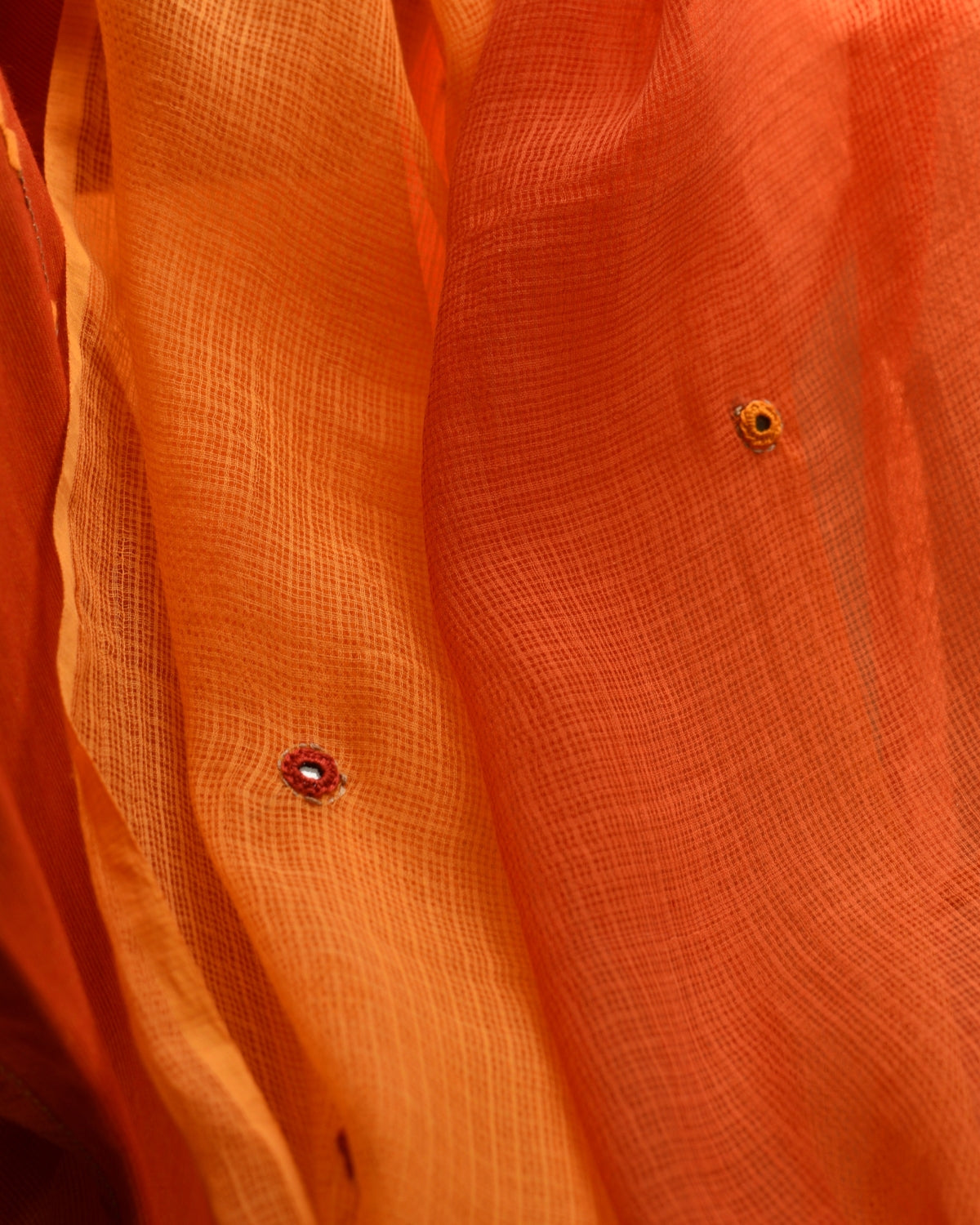 Aashvi Yellow-Orange Kota Dupatta With Desert Hand Embroidery