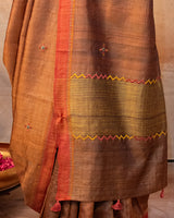 Kesar Tussar Saree with Soof Hand Embroidery