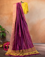 Baigni Tussar Saree with Soof Hand Embroidery