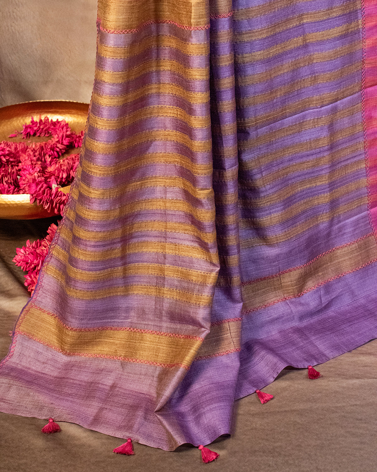 Uda Tussar Saree with Soof Hand Embroidery