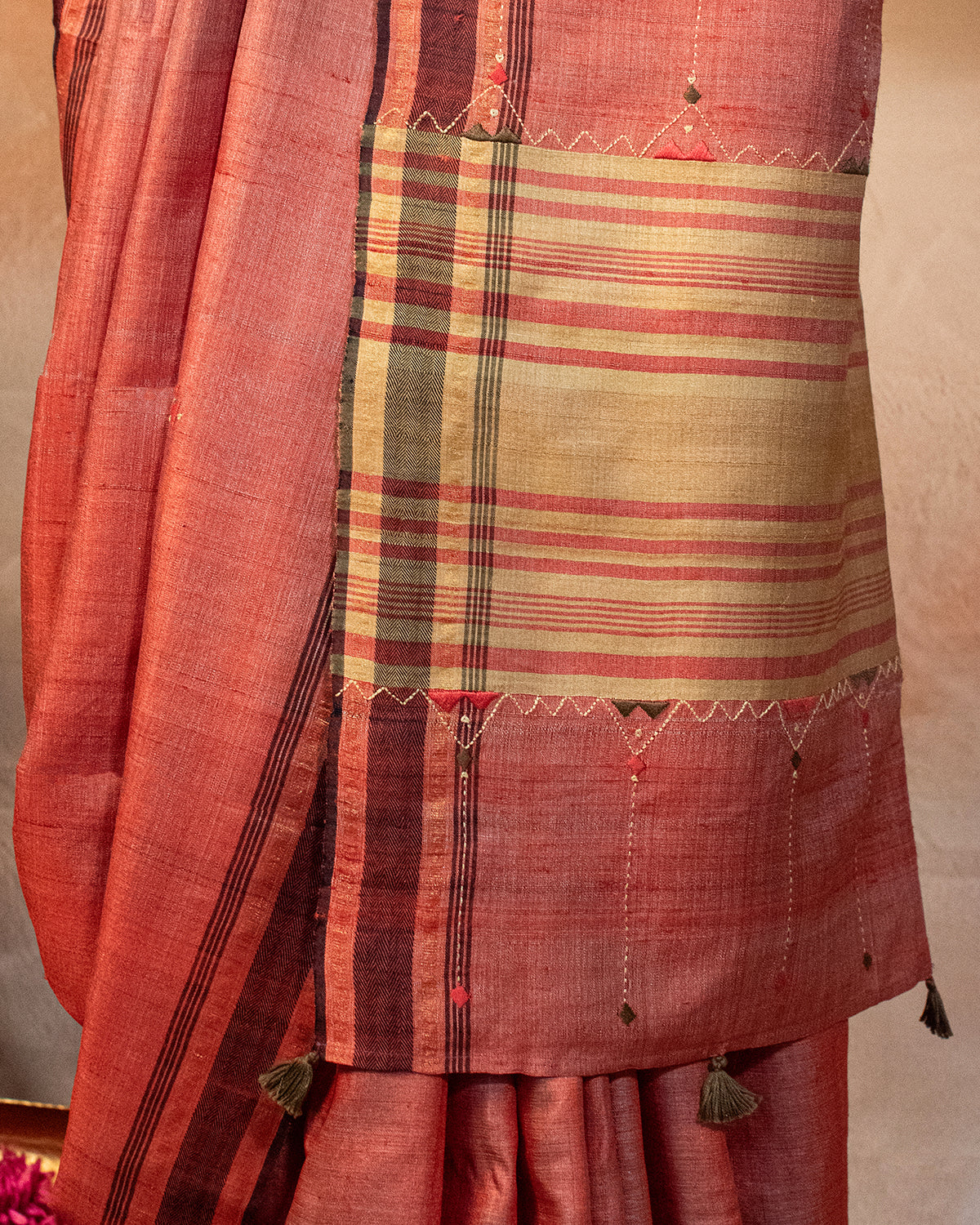 Sindhuri Tussar Saree with Soof Hand Embroidery