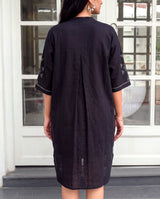 Bagh Cotton Half Sleeve Black Hand Embroidered Dress