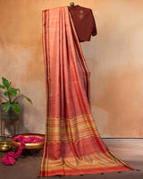 Sindhuri Tussar Saree with Soof Hand Embroidery