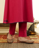 Ruhani Magenta Front-Yoke Cotton Kurta With Sindhi Hand Embroidery