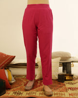 Ruhani Magenta Straight Fit Cotton Pant