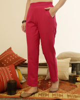 Ruhani Magenta Straight Fit Cotton Pant