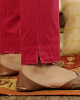 Ruhani Magenta Straight Fit Cotton Pant