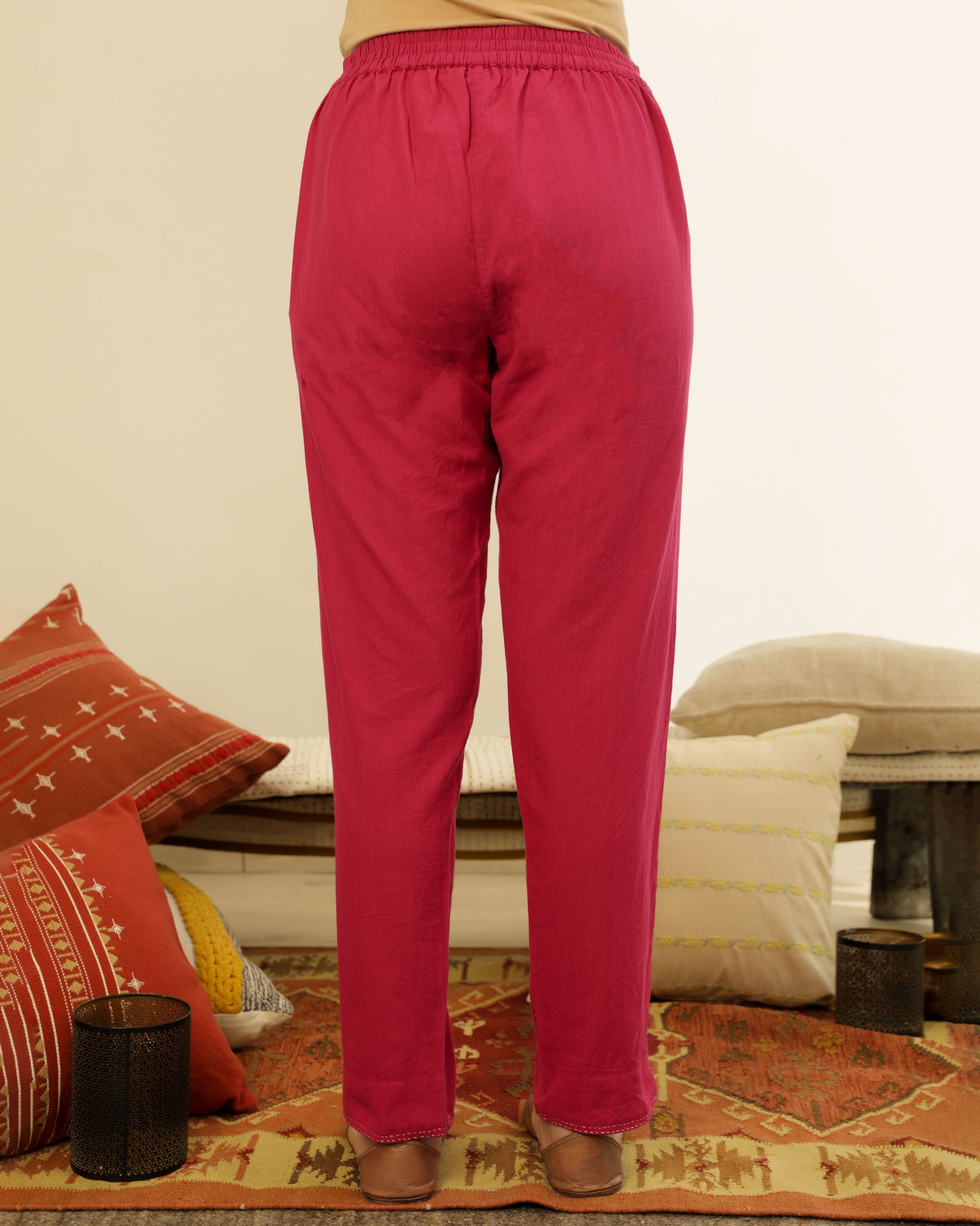 Ruhani Magenta Straight Fit Cotton Pant