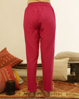 Ruhani Magenta Straight Fit Cotton Pant