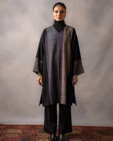 Gurez Charcoal Stripe Handwoven Woolen Phiran