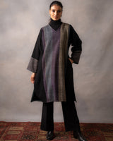 Gurez Charcoal Stripe Handwoven Woolen Phiran