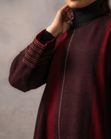 Gurez Burgandy Stripe Handwoven Woolen Phiran