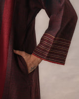 Gurez Burgandy Stripe Handwoven Woolen Phiran