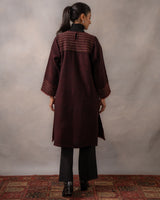 Gurez Burgandy Stripe Handwoven Woolen Phiran