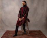 Gurez Burgandy Stripe Handwoven Woolen Phiran