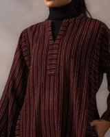 Gurez Maroon Stripe Handwoven Woolen Phiran