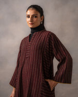 Gurez Maroon Stripe Handwoven Woolen Phiran
