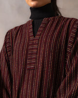 Gurez Maroon Stripe Handwoven Woolen Phiran