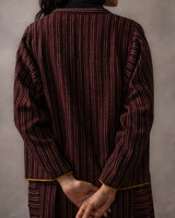 Gurez Maroon Stripe Handwoven Woolen Phiran