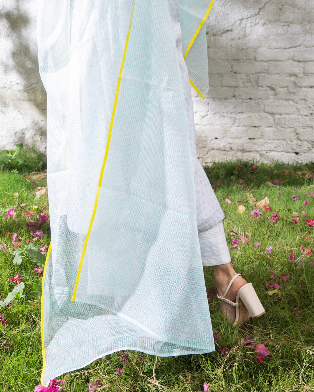 Paheli and Suhani Striped Kota Dupatta With HandBlock Printing