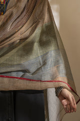 Paheli Multi-Colour Striped Kota Dupatta With HandBlock Printing