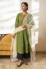 Paheli Striped Kota Dupatta With HandBlock Printing