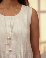 Ishanvi White Sleeveless Cotton Dress With Chikankari Hand Embroidery