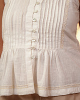 Ishanvi White Strappy Cotton Top With Chikankari Hand Embroidery