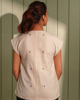 Dhwani White Regular-Fit Handwoven Cotton Top