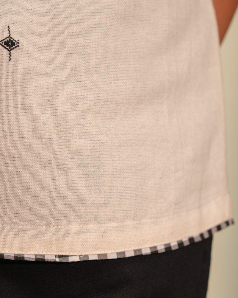 Dhwani White Regular-Fit Handwoven Cotton Top