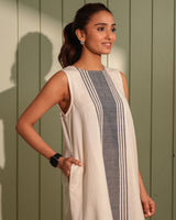 Dhwani White A-Line Handwoven Cotton Dress