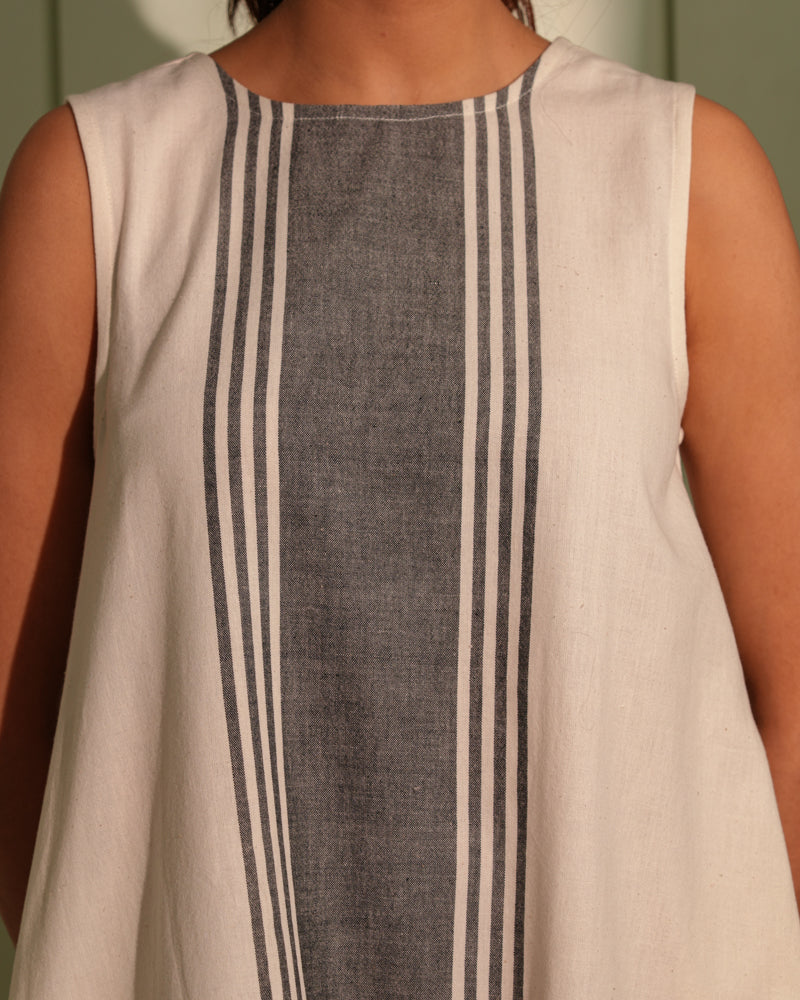 Dhwani White A-Line Handwoven Cotton Dress