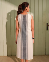 Dhwani White A-Line Handwoven Cotton Dress